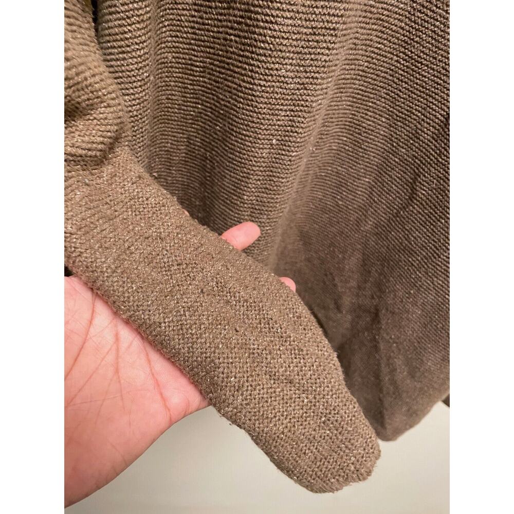 J. Jill Womens Cardigan Large Brown Silk Blend Knit Open Front Pockets Relaxed - Picture 6 of 9